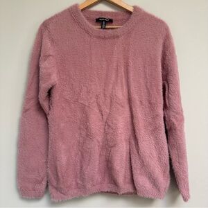Ellen Tracy, Pink Fuzzy Crew Neck Sweater, Women's Size Large
